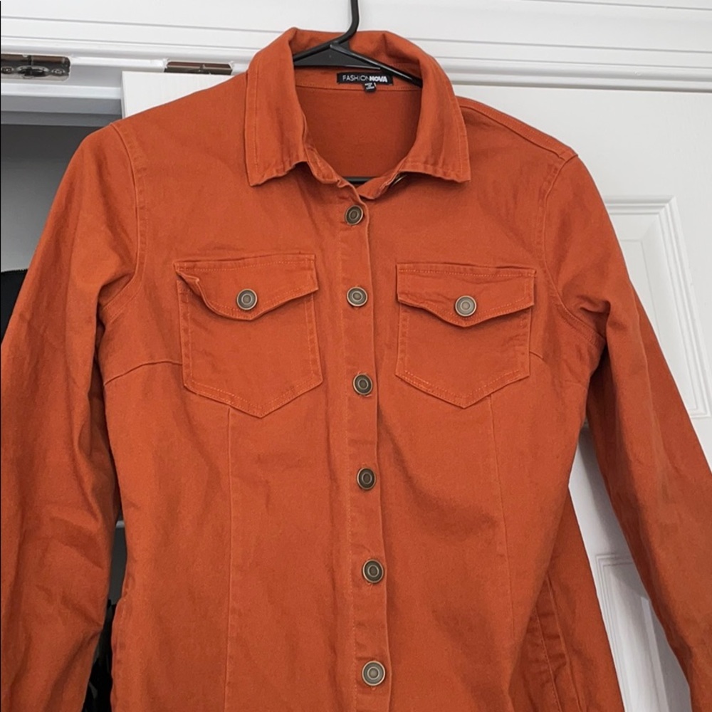 Not Stressing Over You Denim Mini Dress - Rust